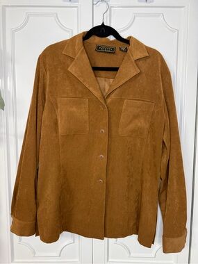 VTG Express Brown Suede-Look Button Shirt Jacket Western